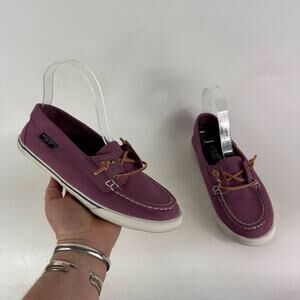 Sperry Topsider Boat Shoes Women's 7.5 Purple Canvas Round Toe Low Top Comfort